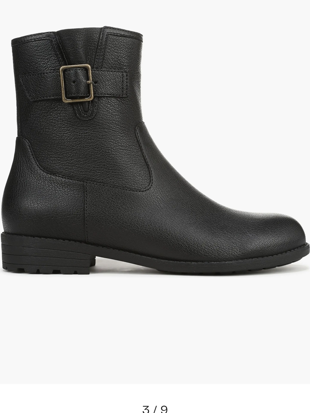 Vionic Black Textured Leatherette Ankle Boot with Buckle